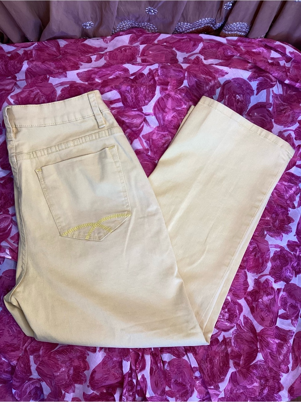 NWOT Christopher Blue Yellow High Rise Straight-Leg Jeans 12
